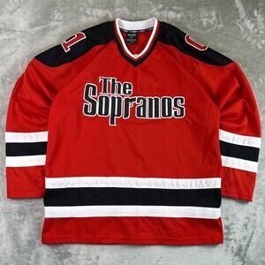 Vintage The Sopranos Hockey Jersey Mens L Red HBO TV Show Y2K Streetwear